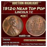 1912-d Lincoln Cent Near Top Pop 1c ms65+ rb SEGS