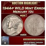 PCGS 1944-p Mercury Dime Wind Mint Error 10c ms64
