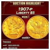 1907-p Gold Liberty Half Eagle $5 ms66+ SEGS