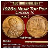 1926-s Lincoln Cent Near Top Pop 1c ms65+ rb SEGS