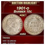 1901-o Barber Dime 10c ms62 USCG
