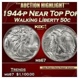 1944-p Walking Liberty Half Dollar Near Top Pop 50
