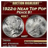 1922-d Peace Dollar Near Top Pop $1 ms67 SEGS