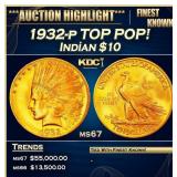 1932-p Gold Indian Eagle TOP POP! $10 ms67 SEGS
