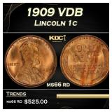 1909 VDB Lincoln Cent 1c Grades ms66 rd