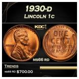 1930-d Lincoln Cent 1c Grades ms66 rd
