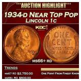 1934-d Lincoln Cent Near Top Pop 1c ms66+ rd SEGS