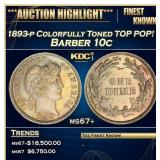 1893-p Barber Dime Colorfully Toned TOP POP! 10c m