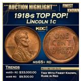 1918-s Lincoln Cent TOP POP! 1c ms65+ rd SEGS