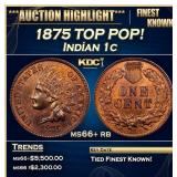 1875 Indian Cent TOP POP! 1c ms66+ rb SEGS