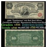 1886 $10 Red Seal Silver Certificate "Tombstone" F