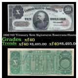 1890 $10 Treasury Note Grades xf Signatures Rosecr