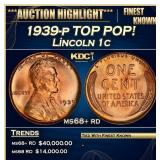 1939-p Lincoln Cent TOP POP! 1c ms68+ rd SEGS