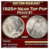 1925-p Peace Dollar Near Top Pop $1 ms67 SEGS