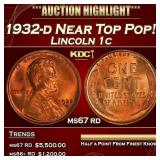 1932-d Lincoln Cent Near Top Pop! 1c ms67 rd SEGS