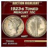 1923-s Mercury Dime Toned 10c ms67 SEGS