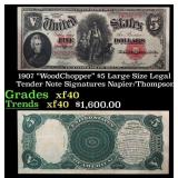 1907 $5 Large Size Legal Tender Note "WoodChopper"