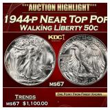 1944-p Walking Liberty Half Dollar Near Top Pop 50