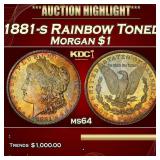 PCGS 1881-s Morgan Dollar Rainbow Toned $1 ms64 PC