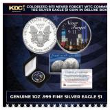 Colorized 9/11 Never Forget WTC Commem 1oz Silver