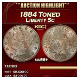 1884 Liberty Nickel Toned 5c ms66+ SEGS