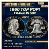 1960 Proof Franklin Half Dollar TOP POP! 50c pr69