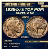 1938-d/s Buffalo Nickel TOP POP! 5c ms68+ SEGS