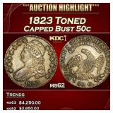 1823 Capped Bust Half Dollar Toned 50c ms62 USCG