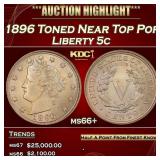 1896 Liberty Nickel Toned Near Top Pop 5c ms66+ SE