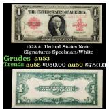 1923 $1 United States Note Grades Select AU Signat