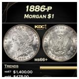 1886-p Morgan Dollar $1 ms66+ SEGS