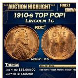 1910-s Lincoln Cent TOP POP! 1c ms67+ rd SEGS
