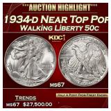 1934-d Walking Liberty Half Dollar Near Top Pop 50