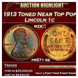 1913 Proof Lincoln Cent Toned Near Top Pop 1c pr67