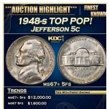 1948-s Jefferson Nickel TOP POP! 5c ms67+ 5fs SEGS