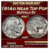1914-d Buffalo Nickel Near Top Pop! 5c ms67 SEGS