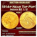 1914-p Gold Indian Quarter Eagle Near Top Pop! $2