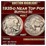 1935-d Buffalo Nickel Near Top Pop 5c ms67 SEGS