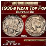 1936-s Buffalo Nickel Near Top Pop 5c ms67 SEGS