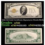 1928 $10 Gold Certificate Signatures Woods/Mellon