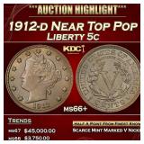 1912-d Liberty Nickel Near Top Pop 5c ms66+ SEGS