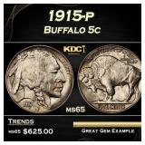 1915-p Buffalo Nickel 5c Grades ms65