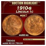 1910-s Lincoln Cent 1c ms66 rd SEGS