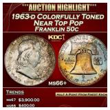 1963-d Franklin Half Dollar Colorfully Toned Near