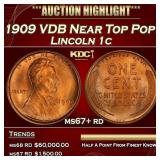 1909 VDB Lincoln Cent Near Top Pop! 1c ms67+ rd SE