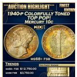 1940-p Mercury Dime Colorfully Toned TOP POP! 10c