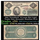 1862 $2 Large Size Legal Tender Note "Greenback" A