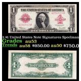 1923 $1 United States Note Grades Select AU Signat