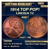 1914 Proof Lincoln Cent TOP POP! 1c pr67+ RB SEGS