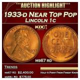 1933-d Lincoln Cent Near Top Pop 1c ms67 rd SEGS